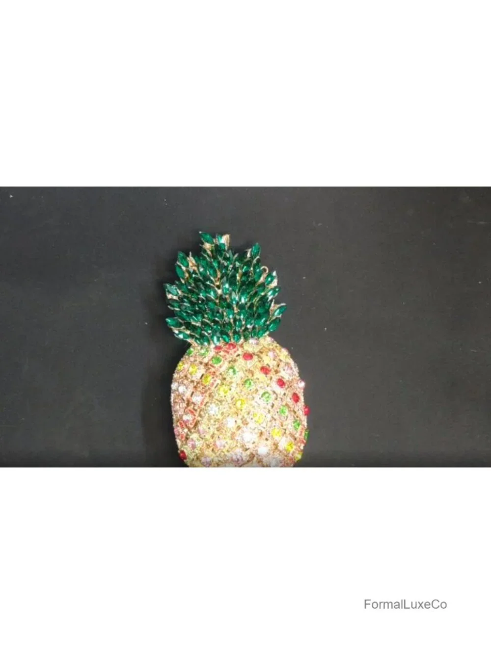 Rhinestone Pineapple Clutch Purse with Detachable Chain Straps - Evening Bag